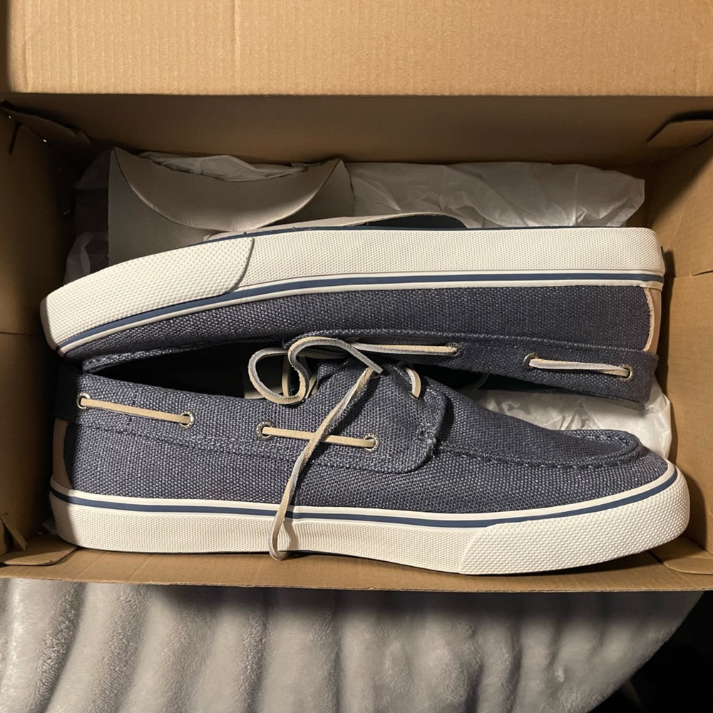 Size 13 blue and white sperry